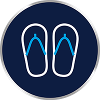 Nikdy nechoďte bosí do spoločných spŕch a šatní. Vždy používajte ochrannú obuv!